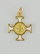 Pendentif Croix de Saint Benoit Dorée - Blanche - 2cm