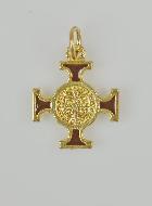 Pendentif Croix de Saint Benoit Dorée - Marron - 2cm