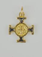 Pendentif Croix de Saint Benoit Dorée - Noir - 2cm