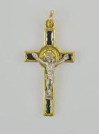 Pendentif Croix de Saint Benoit Dorée - Noir - 4cm