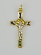 Pendentif Croix de Saint Benoit Dorée - Noir - 4cm