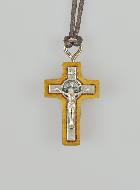 Pendentif Croix de Saint Benoit en Bois d'Olivier - 2cm