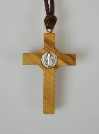 Pendentif Croix de Saint Benoit en Bois d'Olivier - 4,5cm