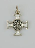 Pendentif Croix de Saint Benoit Métal - Blanc - 2cm