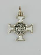 Pendentif Croix de Saint Benoit Métal - Blanc - 2cm