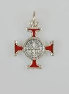 Pendentif Croix de Saint Benoit Métal - Rouge - 2cm