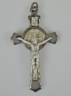 Pendentif Croix de Saint Benoit Noir en Hématite - 7cm