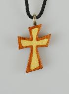 Pendentif Croix en Bois Vernis 2 Tons - 2.5 cm