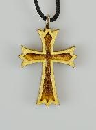 Pendentif Croix en Bois Vernis 2 Tons - 3 cm