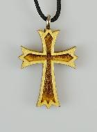 Pendentif Croix en Bois Vernis 2 Tons - 3 cm