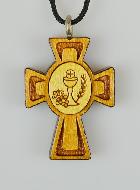 Pendentif Croix en Bois Vernis Première Communion - 3.5 cm