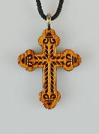 Pendentif Croix Orthodoxe en Bois Vernis - 3.5 cm