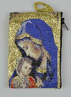 Pochette à Chapelet Vierge de Tendresse à l'Enfant Jésus en Tissu