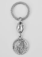 Porte-Clés de Notre Dame de Lourdes Argenté avec Prière
