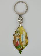 Porte-Clés Religieux Feuille Notre Dame de Lourdes - 5cm