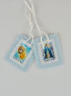 Scapulaire de la Vierge Miraculeuse en Tissu Bleu - 5 cm
