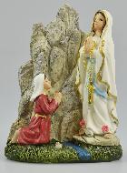 Statue des Apparitions Notre Dame de Lourdes à Ste Bernadette - 15 cm