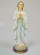 Statue Vierge Marie de Lourdes - Socle Bois - 50cm