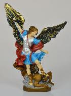 Statue Saint Michel Archange Polychromée Peinte Main - 30 cm