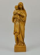 Statue Sainte Vierge Marie à l'Enfant Jésus - Ton Bois - 16 cm