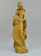 Statue Vierge à l'Enfant Moderne - Ton Bois - 25 cm